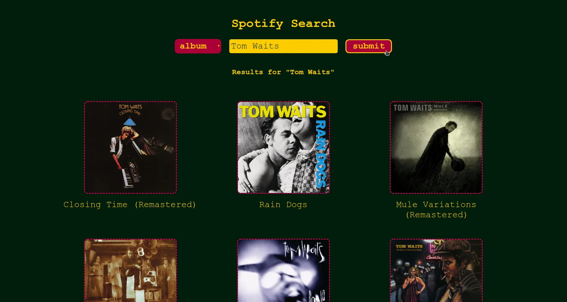 Spotify Search preview